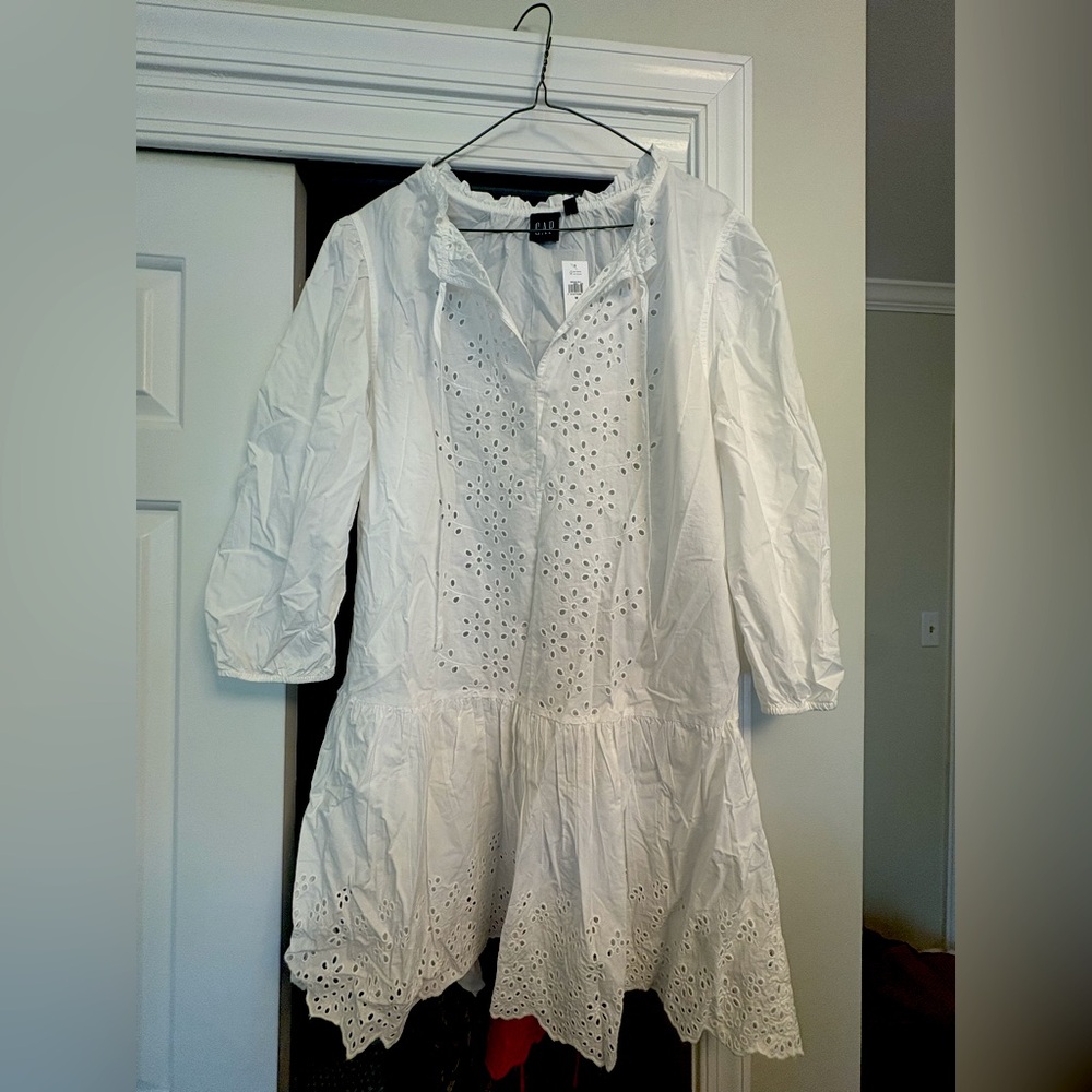 GAP Crisp White Eyelet Cover-Up Dress